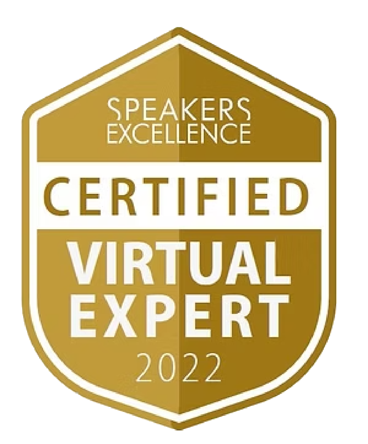 Goldenes Abzeichen mit der Aufschrift Speakers Excellence – Certified Virtual Expert 2022.